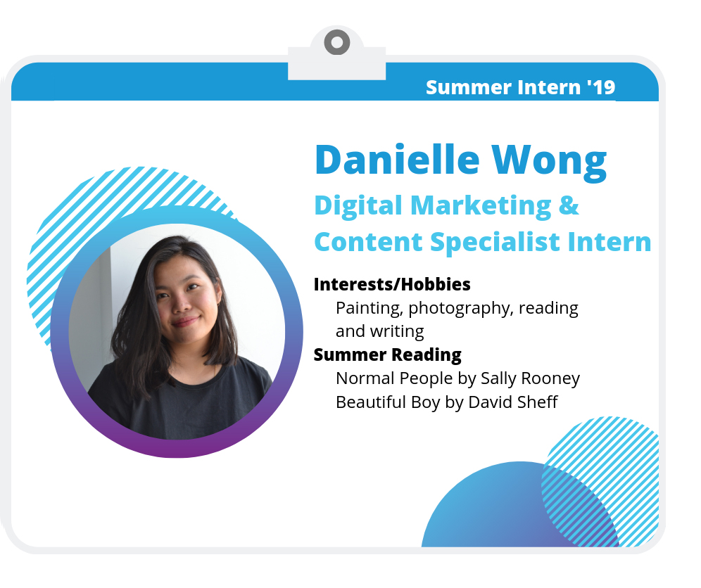 Danielle Wong: Digital Marketing & Content Specialist Intern Danielle Wong: Digital Marketing & Content Specialist Intern. Interest/Hobbies: Painting, photography, reading, and writing. Summer Reading: Beautiful Boy by David Sheff
