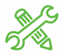 Icons: projects (green line drawing of pencil and wrench)
